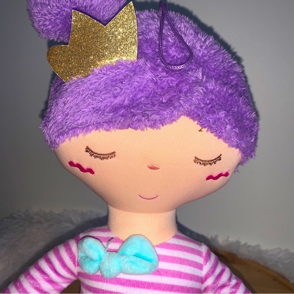 ADAIRS SOFT DOLL PURPLE HAIR TUTU STRIPEY SHIRT CROWN